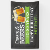 Kaas en bier Happy 80th Birthday Banner Green (Verticaal)