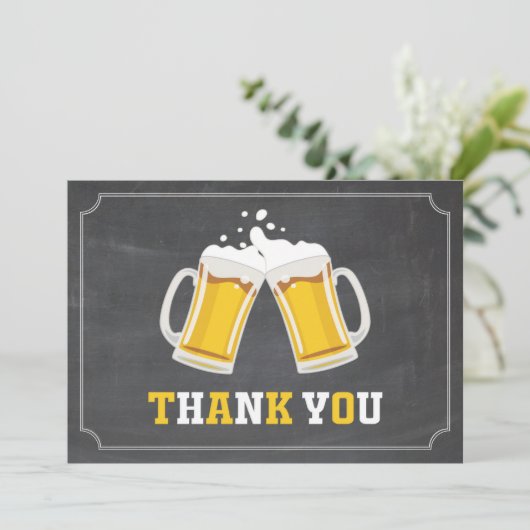 Kaas en bier Mok Chalkboard Bedankkaart (Staand voorkant)