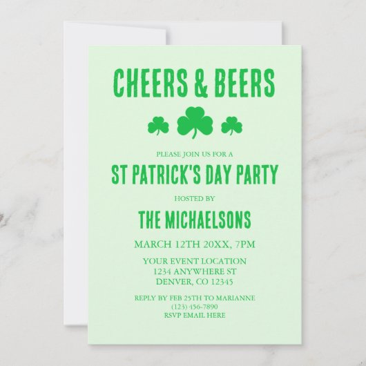 Kaas en bier St Patrick's Day Party Kaart (Voorkant)