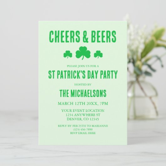 Kaas en bier St Patrick's Day Party Kaart (Staand voorkant)