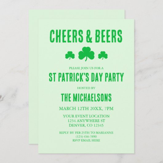 Kaas en bier St Patrick's Day Party Kaart (Voorkant / Achterkant)