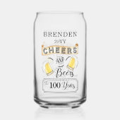 Kaas en bier tot 100 jaar verjaardag blikvorm glas (Achterkant)