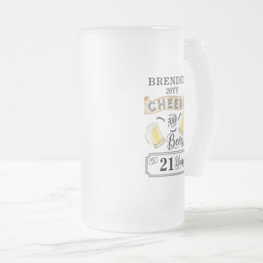 Kaas en bier tot 21 jaar geboortedag matglas bierpul (Voorkant rechts)