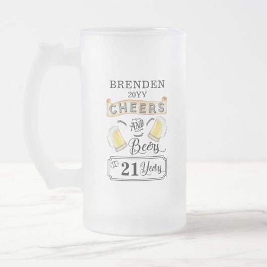 Kaas en bier tot 21 jaar geboortedag matglas bierpul (Links)
