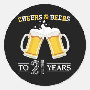 Kaas en bier tot 21 jaar ronde sticker