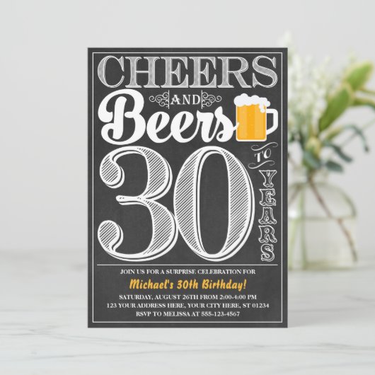 Kaas en bier tot 30 jaar uitnodiging (Staand voorkant)