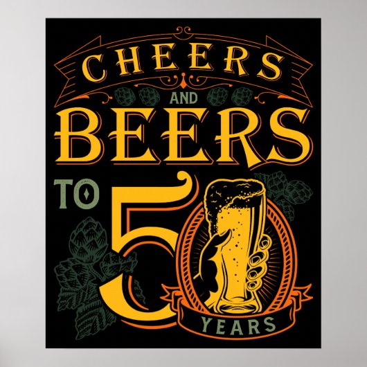 Kaas en bier tot 50 jaar 50e grappigheid poster (Voorkant)