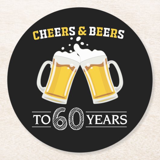 Kaas en bier tot 60 jaar ronde kartonnen onderzetter (Voorkant)