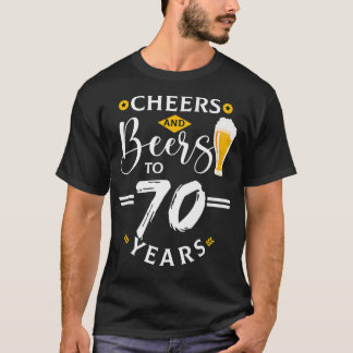 Kaas en bier tot 70 jaar oude grappige 70e verjaar t-shirt