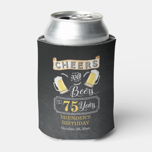Kaas en bier tot 75 jaar verjaardag blikjeskoeler (Blikje Voorkant)