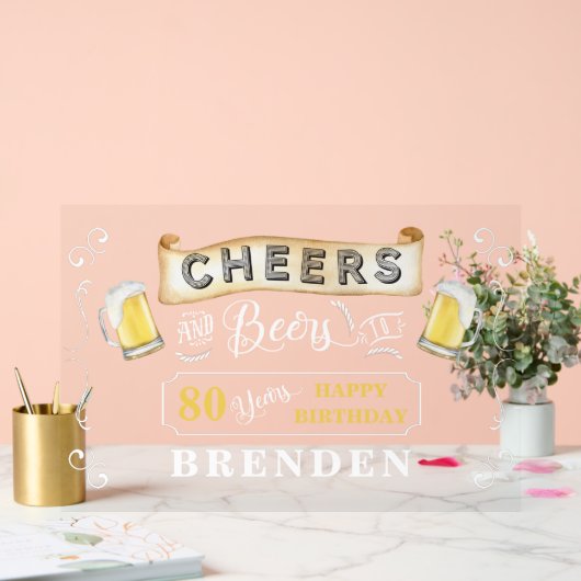 Kaas en bier tot 80 jaar verjaardag acryl bord (Huwelijk)