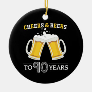 Kaas en bier tot 90 jaar keramisch ornament