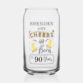 Kaas en bier tot 90 jaar verjaardag blikvorm glas (Achterkant)
