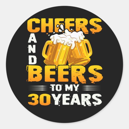 Kaas en bier voor mijn 30e verjaardag cadeau ronde sticker (Voorkant)