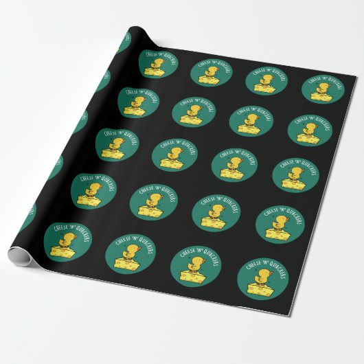 Kaas en Quackers Grappige Duck Pun Donker BG Cadeaupapier (Uitgerold)