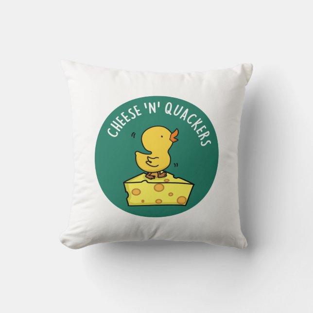 Kaas en Quackers Grappige Duck Pun Kussen (Voorkant)
