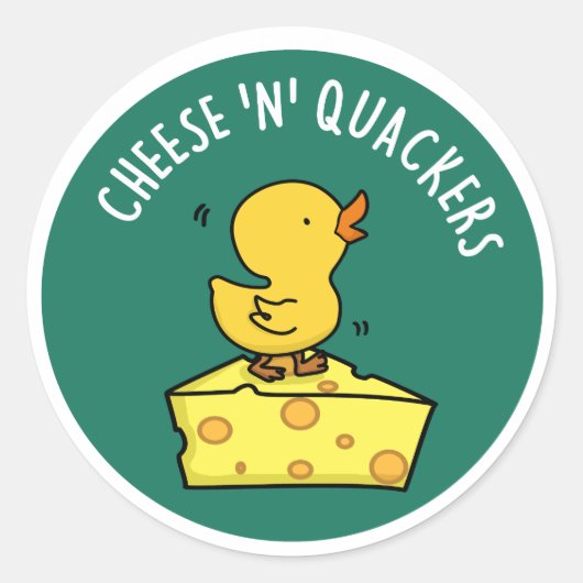 Kaas en Quackers Grappige Duck Pun Ronde Sticker (Voorkant)