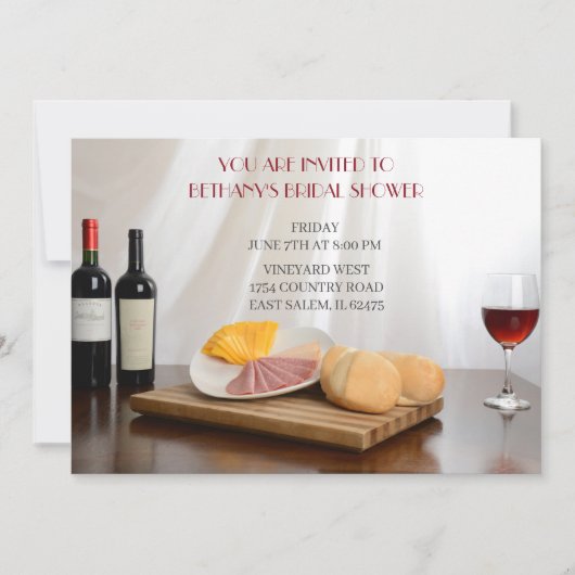 Kaas en wijn bruids douche Uitnodiging (Voorkant)
