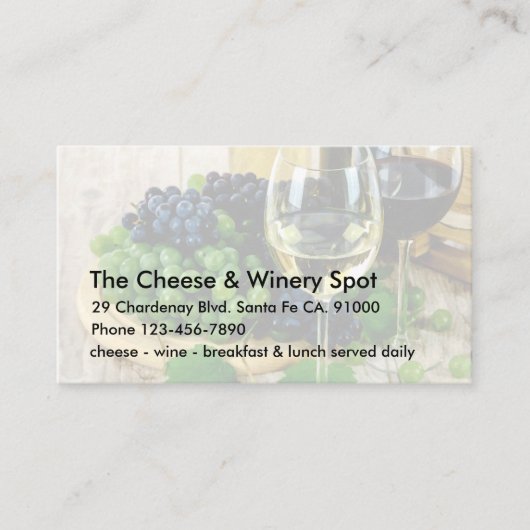Kaas- en wijnrestaurant visitekaartje (Voorkant)