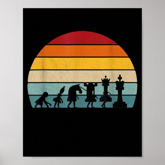 Kaas Evolution Retro  Gift for a Chess Poster (Voorkant)