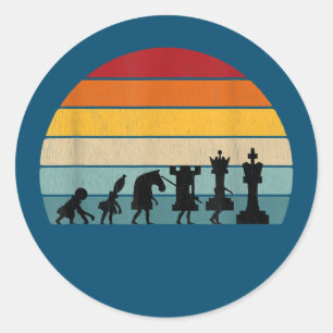 Kaas Evolution Retro  Gift for a Chess Ronde Sticker
