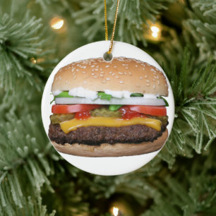 Kaas Hamburger Gegrilde Burger Sandwich Foodie Keramisch Ornament