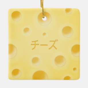 "Kaas" in het Japans Mooie Kaasplakje op maat Keramisch Ornament