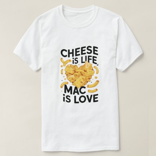 Kaas is Leven, Mac is Liefde T-shirt (Design voorkant)