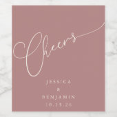 Kaas Minimale Dusty Roos Script Custom Wedding Wijn Etiket (Enkel label)