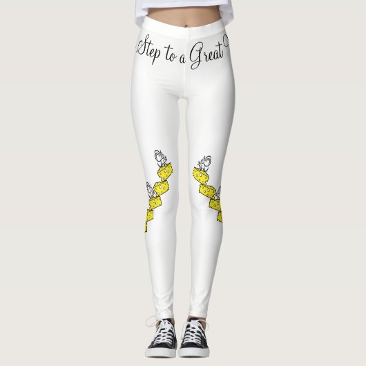 Kaas Mouse - Witte Leggings voor fantastische werk (Voorkant)