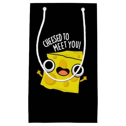 Kaas om je te ontmoeten Grappig eten Puns Donker B Klein Cadeauzakje (Voorkant)