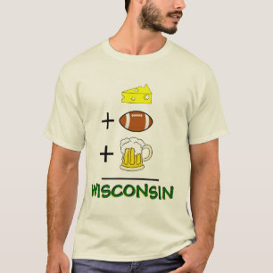 Kaas plus Football en bier Gelijk Wisconsin T-shirt