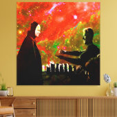 Kaas spelen met de dood canvas afdruk (Insitu (Woonkamer))