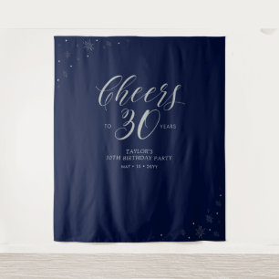 Kaas tot 30 jaar Zilver- en Navy Birthday Party Wandkleed