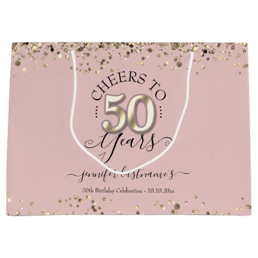 Kaas tot 50 jaar Gold Glitter Groot Cadeauzakje (Voorkant)