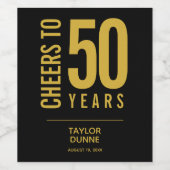 Kaas tot 50 jaar zwart en goud wijn etiket (Enkel label)