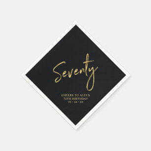 Kaas tot 70   Modern Black 70th Birthday Party Servet