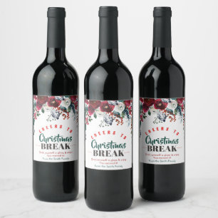 Kaas voor kerstpauze met Waterverf bloemen Wijn Etiket