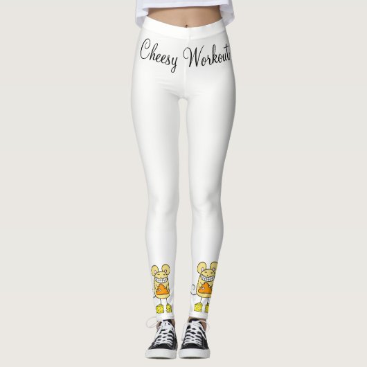 Kaas-werkuitmuis Pizza Witte Leggings (Voorkant)