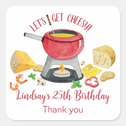 Kaasfondue Party Vierkante Sticker (Voorkant)