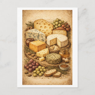 Kaasplank in vintage stijl briefkaart