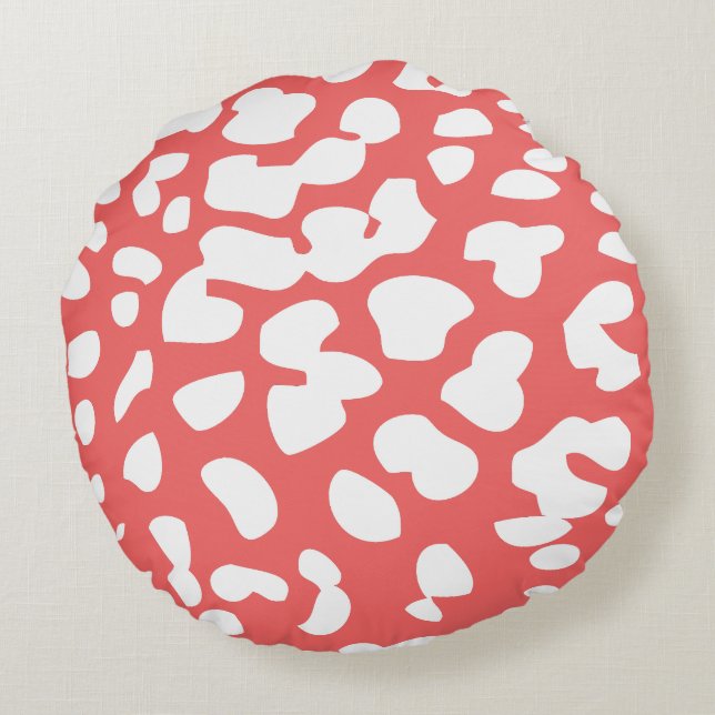 Kaayenne en White Leopard Print Round Pillow Rond Kussen (Achterkant)