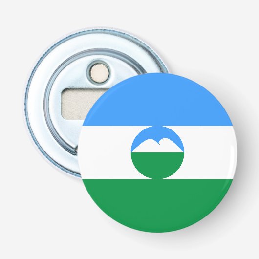 Kabardino Balkaria Vlag Button Flesopener (Voorkant)