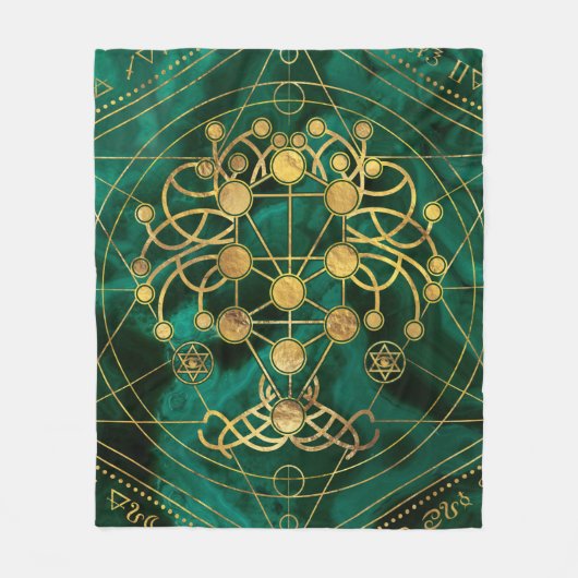Kabbalah De boom van het leven - Malachite Fleece Deken (Voorkant)