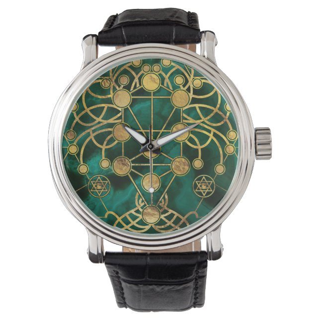 Kabbalah De boom van het leven - Malachite Horloge (Voorkant)