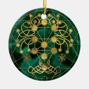 Kabbalah De boom van het leven - Malachite Keramisch Ornament