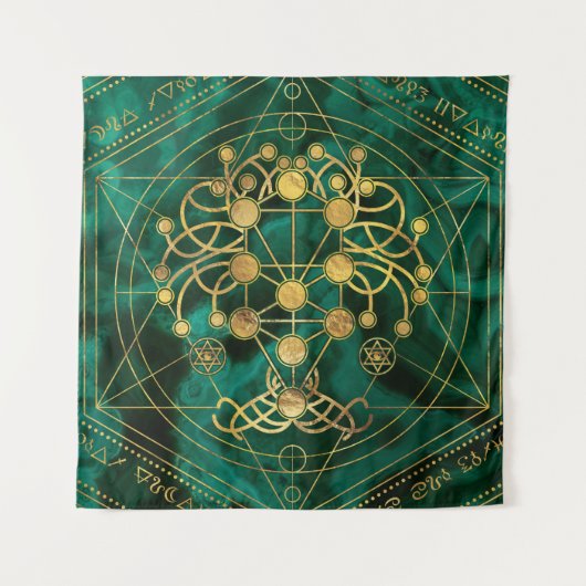 Kabbalah De boom van het leven - Malachite Wandkleed (Voorkant)