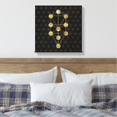 Kabbalah The Tree Gold on Black Canvas Afdruk (Insitu (Slaapkamer))