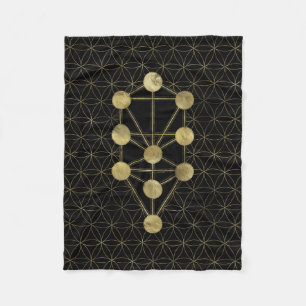Kabbalah The Tree Gold on Black Fleece Deken