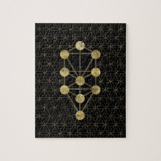 Kabbalah The Tree Gold on Black Legpuzzel (Verticaal)